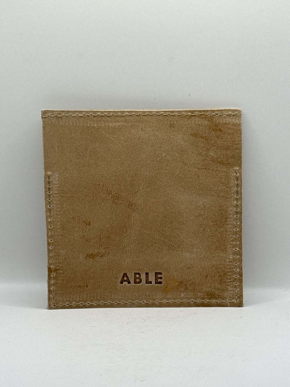ABLE Leather Card Wallet Tan Suede Pouch